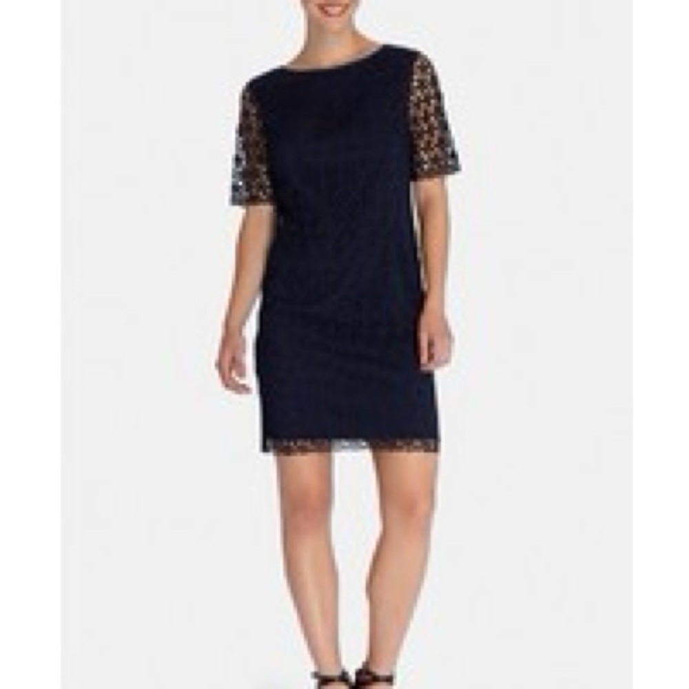 Tahari Navy Blue Lace Shift Dress NWT size 16